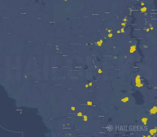 Hail map for Gainesville, FL