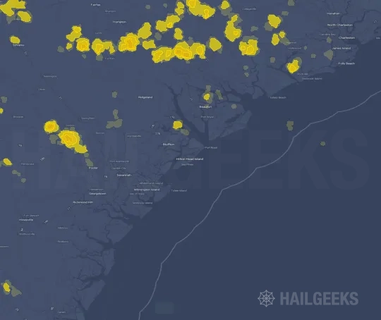 Hail map for Hilton Head Island, SC