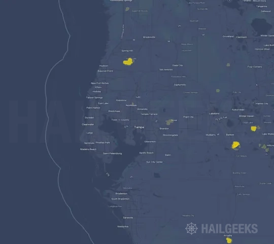 Hail map for Tampa, FL