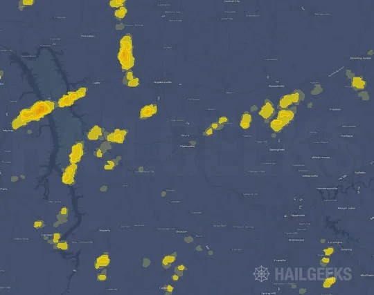 Hail map for Clarksville, TN