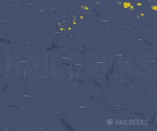 Hail map for Shreveport, LA