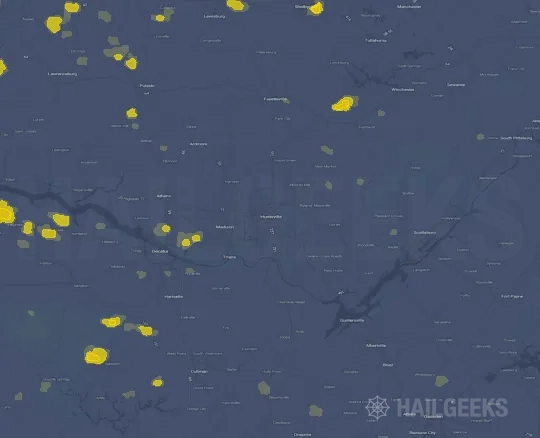 Hail map for Huntsville, AL