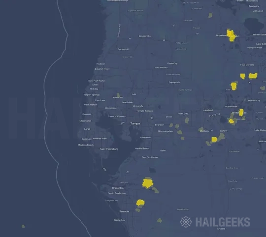 Hail map for Tampa, FL