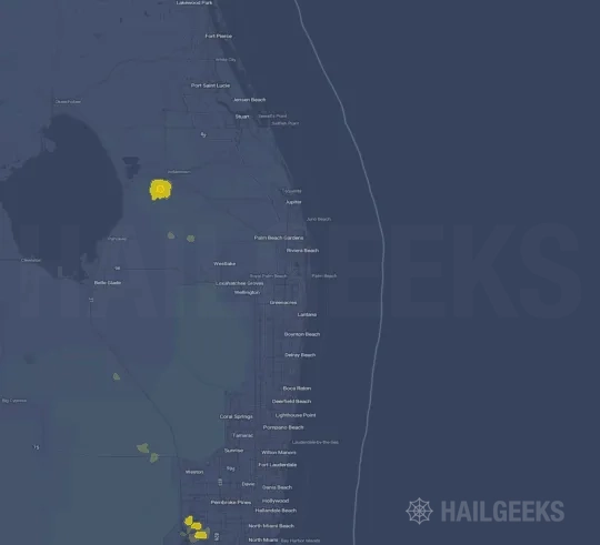 Hail map for West Palm Beach, FL on Sep 6, 2022