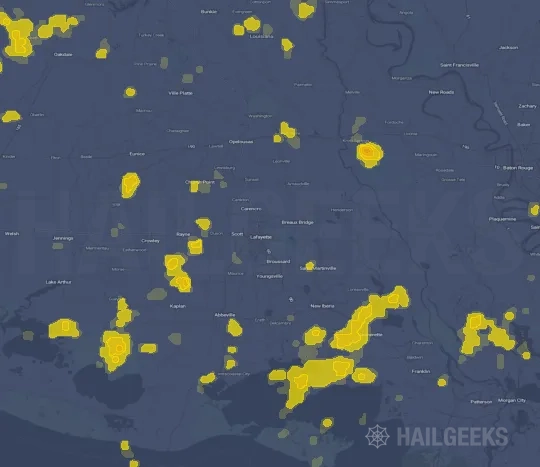 Hail map for Lafayette, LA