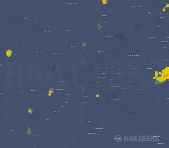 Hail map for San Antonio, TX