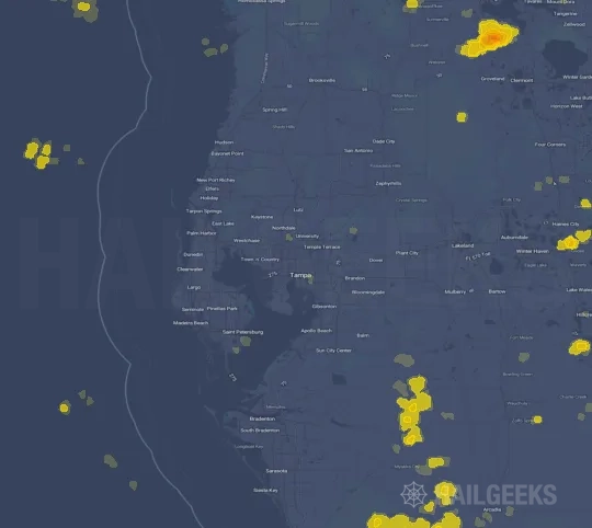Hail map for Tampa, FL