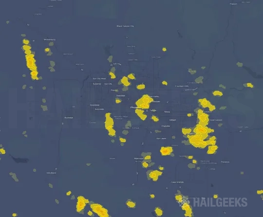 Hail map for Phoenix, AZ