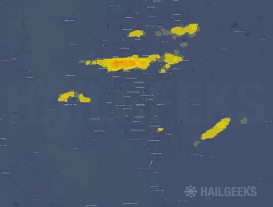 Hail map for Denver, CO on Oct 1, 2022