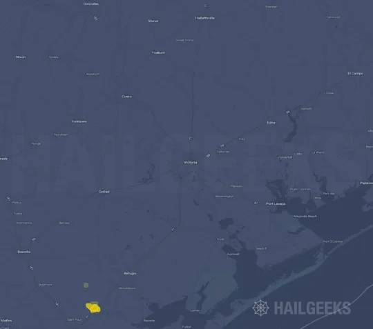Hail map for Victoria, TX