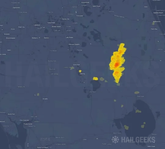 Hail map for Sebring, FL
