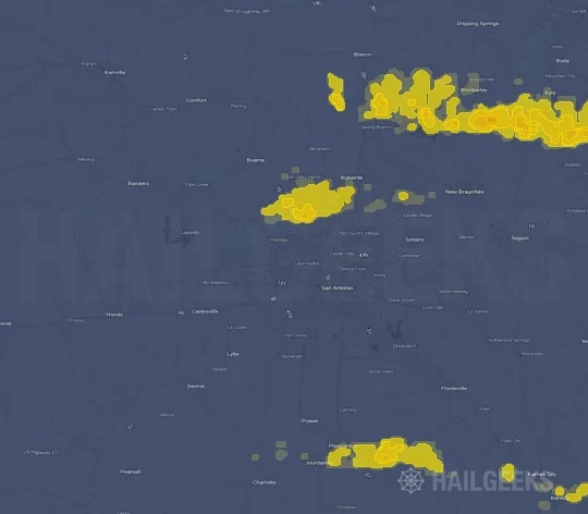 Hail map for San Antonio, TX