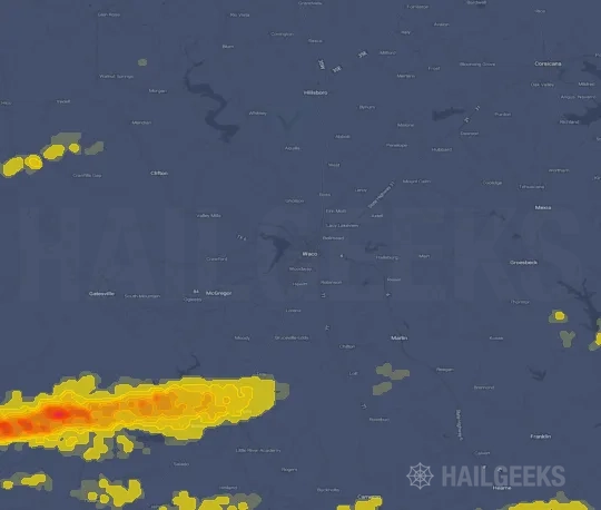 Hail map for Waco, TX