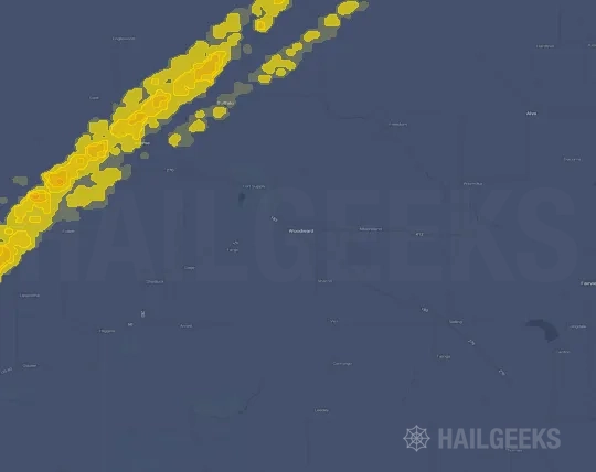 Hail map for Woodward, OK