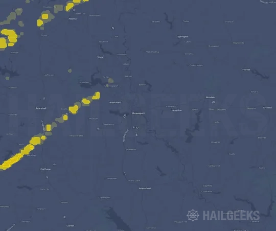 Hail map for Shreveport, LA