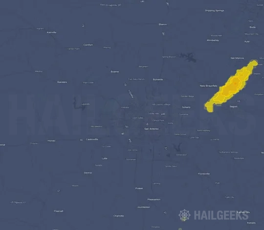 Hail map for San Antonio, TX