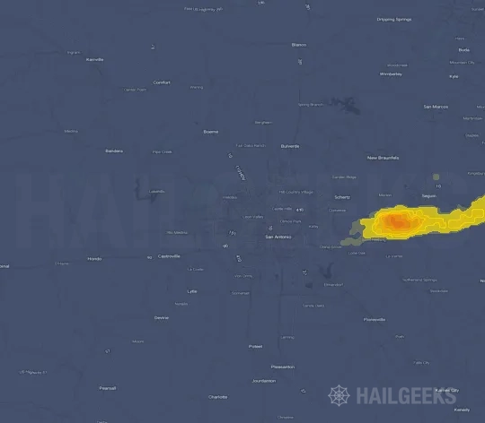 Hail map for San Antonio, TX