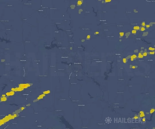 Hail map for Shreveport, LA