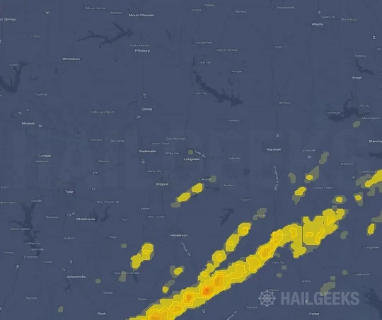 Hail map for Longview, TX