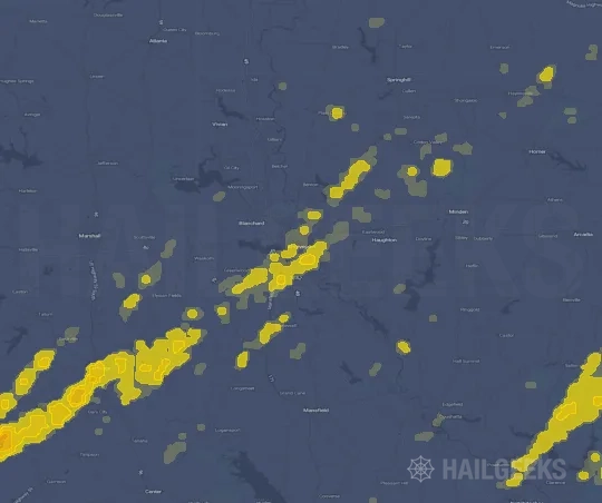 Hail map for Shreveport, LA