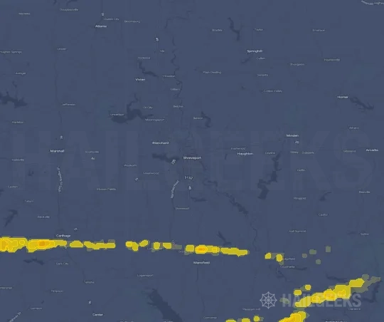 Hail map for Shreveport, LA