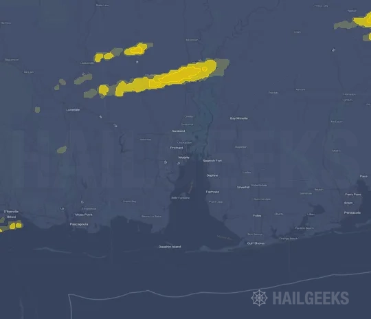 Hail map for Mobile, AL