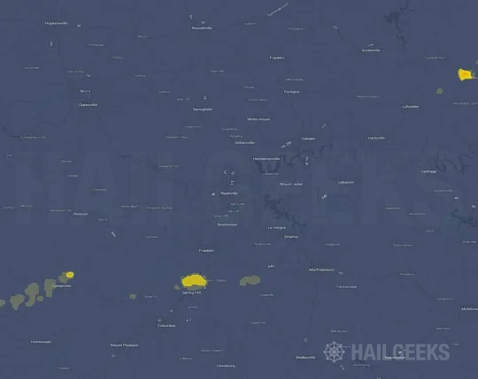 Hail map for Nashville, TN