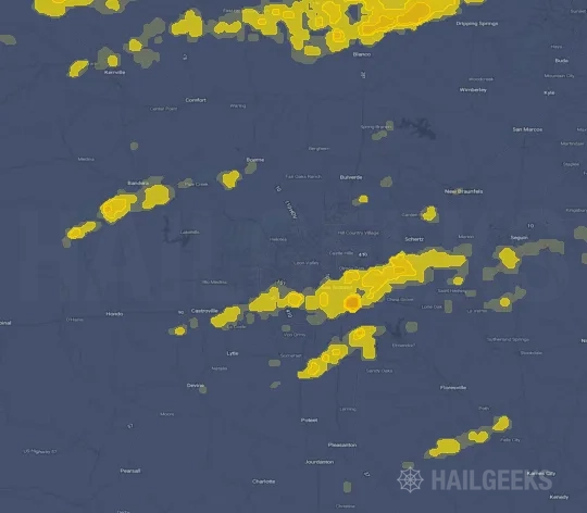Hail map for San Antonio, TX