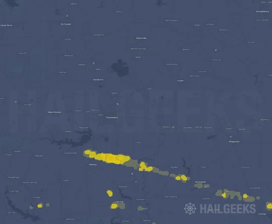 Hail map for Texarkana, AR