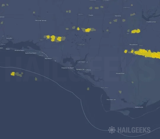 Hail map for Panama City, FL