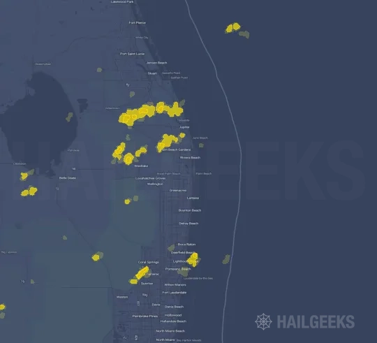 Hail map for West Palm Beach, FL