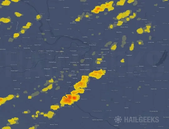 Hail map for Saint Louis, MO