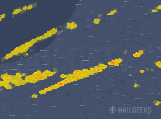 Hail map for South Bend, IN