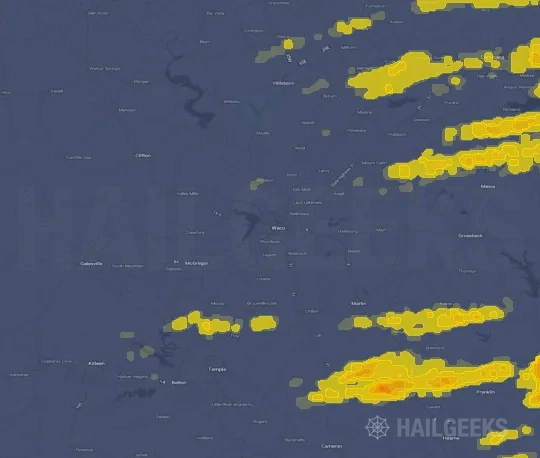 Hail map for Waco, TX