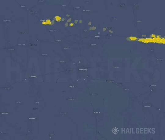 Hail map for Hattiesburg, MS