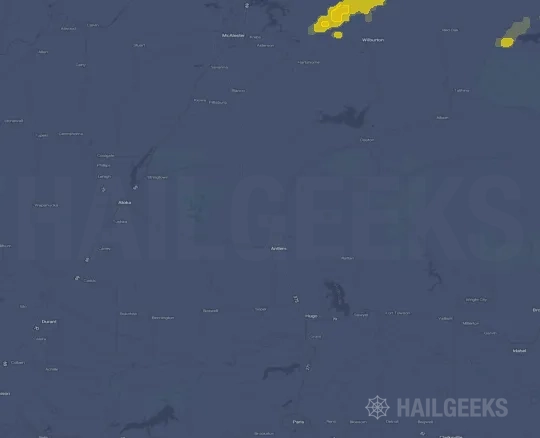 Hail map for Antlers, OK on Apr 4, 2023