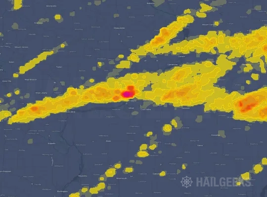Hail map for Davenport, IA