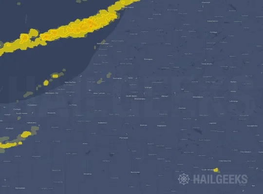 Hail map for South Bend, IN
