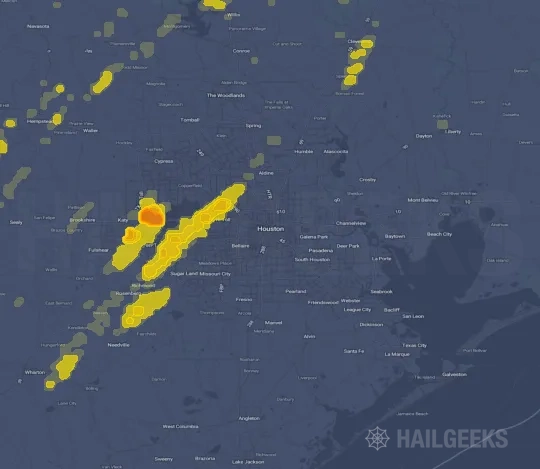 Hail map for Houston, TX