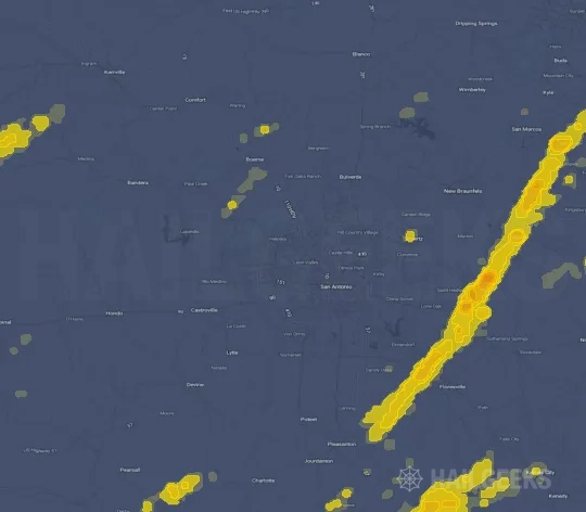 Hail map for San Antonio, TX