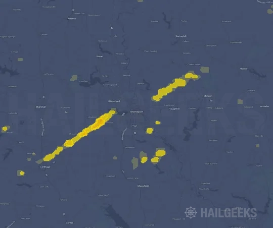 Hail map for Shreveport, LA