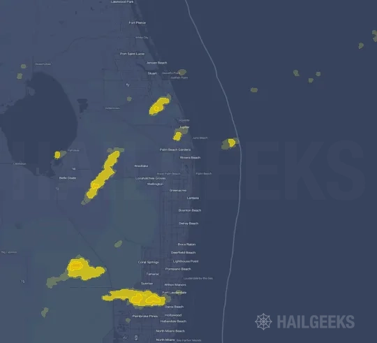 Hail map for West Palm Beach, FL