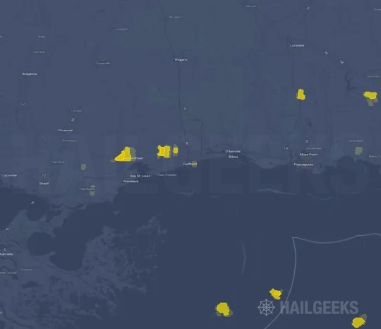 Hail map for Gulfport, MS