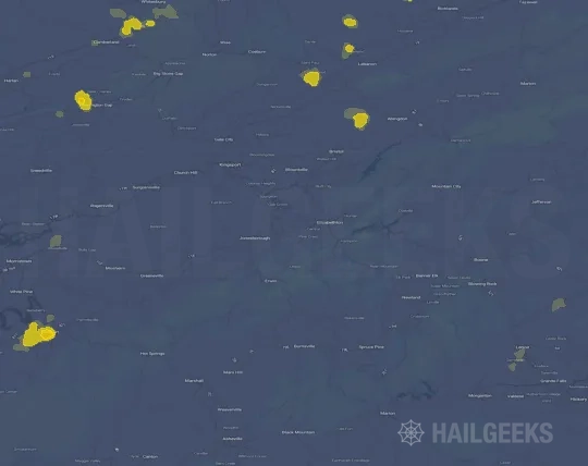 Hail map for Johnson City, TN