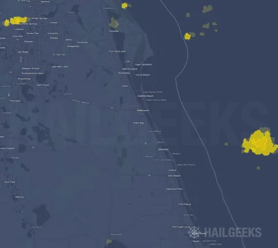 Hail map for Palm Bay, FL on Apr 14, 2023