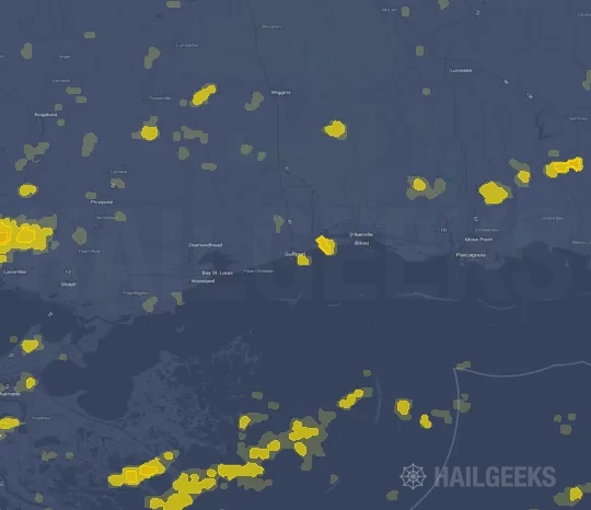 Hail map for Gulfport, MS