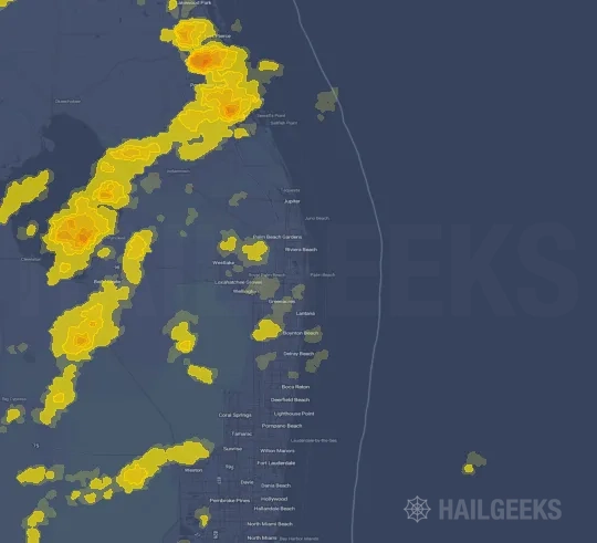 Hail map for West Palm Beach, FL
