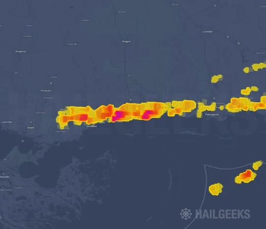 Hail map for Gulfport, MS