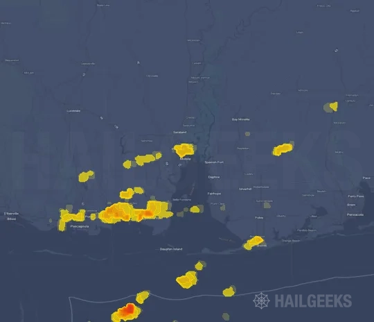 Hail map for Mobile, AL