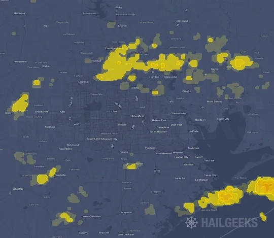 Hail map for Houston, TX
